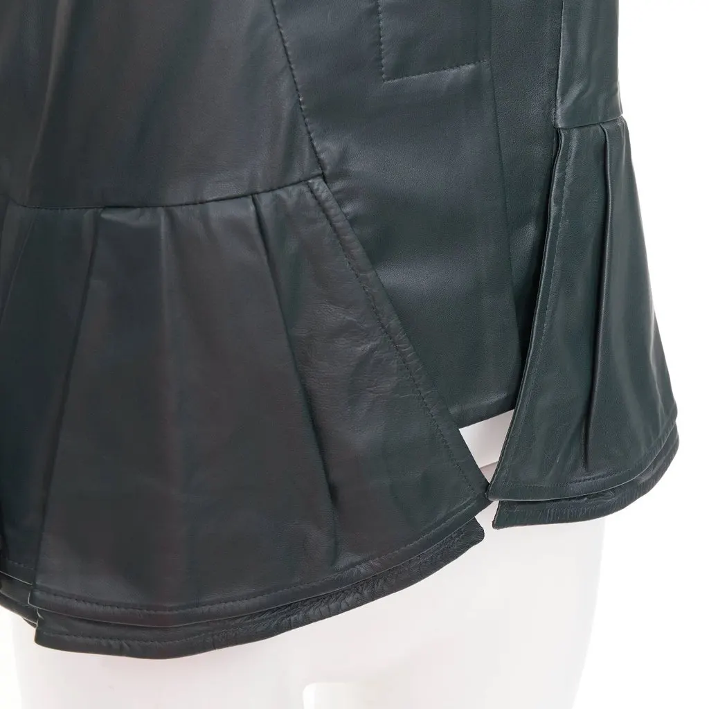 Marni Green Leather Leather Jacket Green Leather Good - Back View