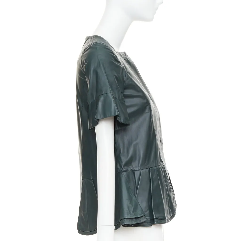 Marni Green Leather Leather Jacket Green Leather Good - Model View
