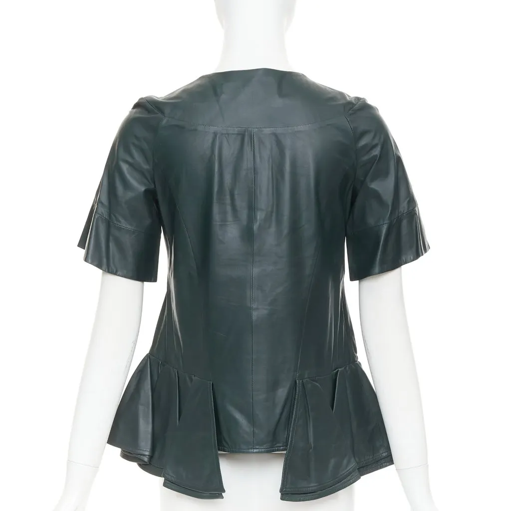 Marni Green Leather Leather Jacket Green Leather Good - Box View