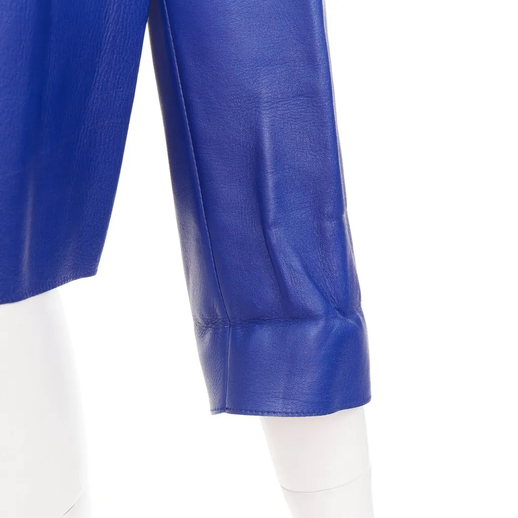 Marni Blue Leather Leather Jacket Blue Leather Good - Back View