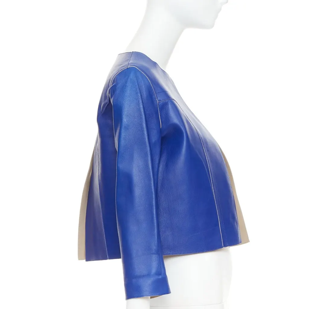 Marni Blue Leather Leather Jacket Blue Leather Good - Model View
