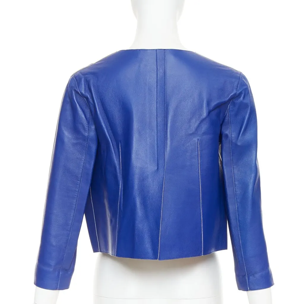 Marni Blue Leather Leather Jacket Blue Leather Good - Box View