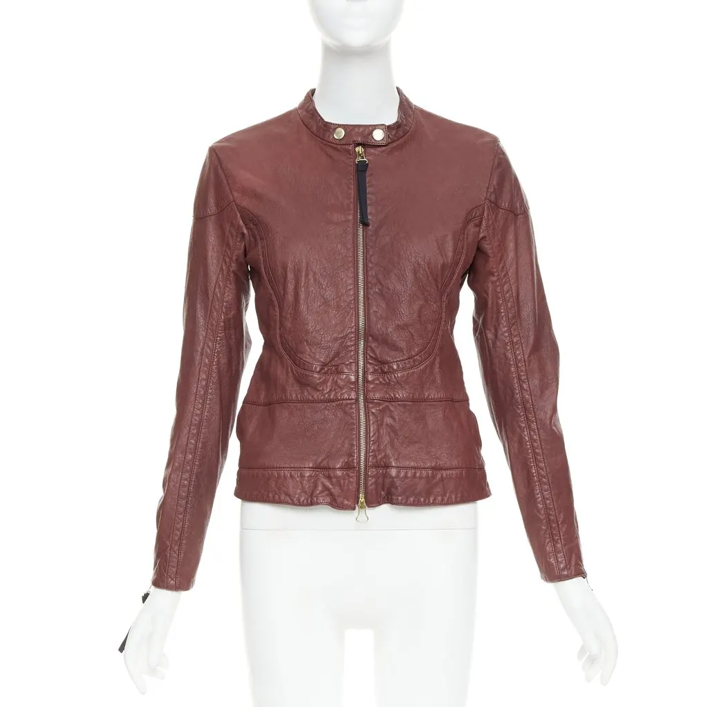 Marni Burgundy Leather Leather Jacket Burgundy Leather Good - Front View