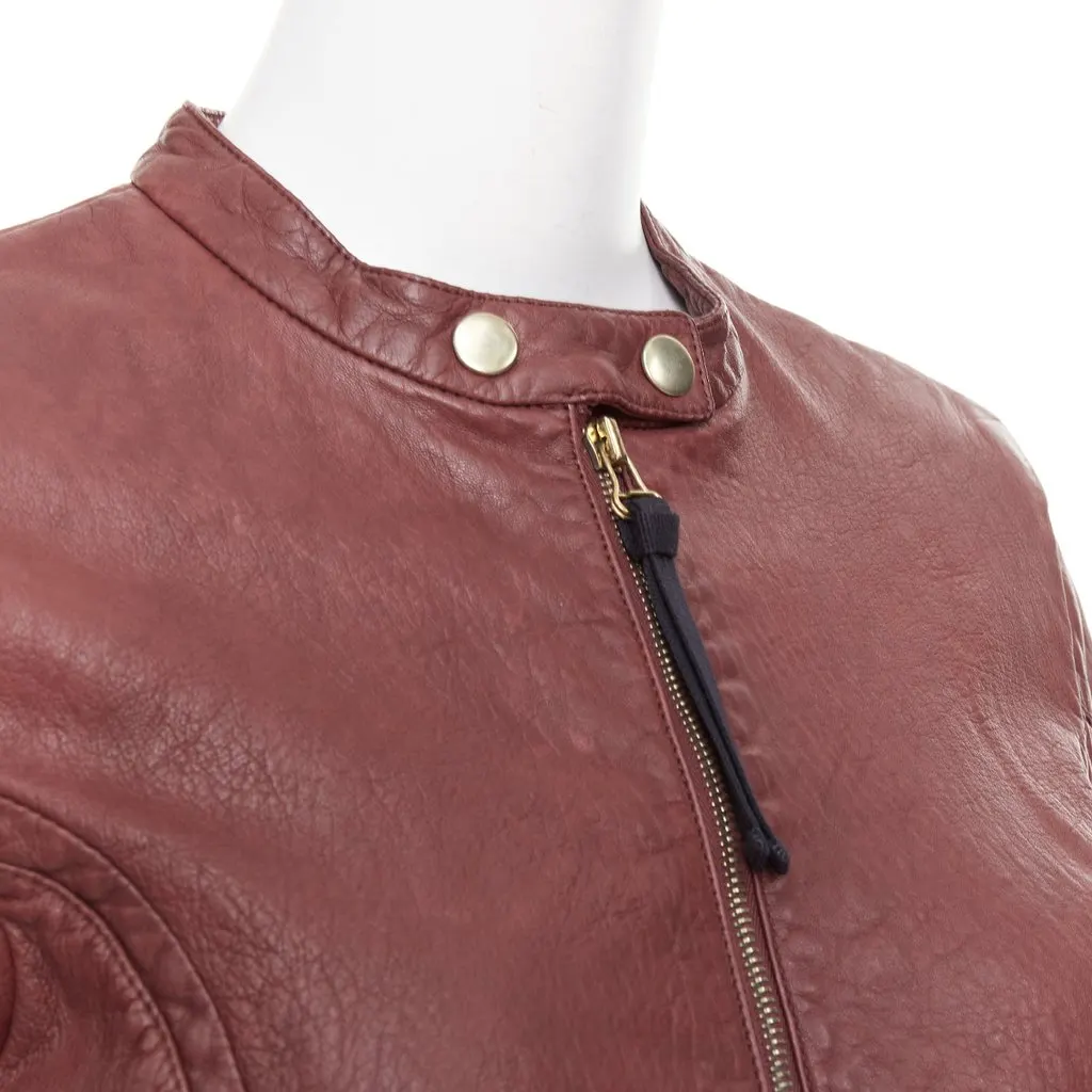 Marni Burgundy Leather Leather Jacket Burgundy Leather Good - Back View