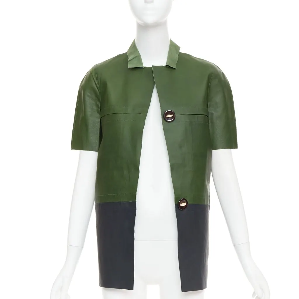 Marni Green Leather Leather Jacket Green Leather Very good - Inside View