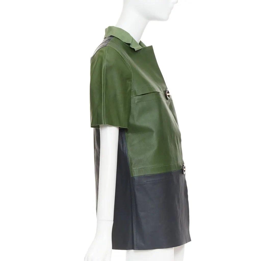 Marni Green Leather Leather Jacket Green Leather Very good - Box View