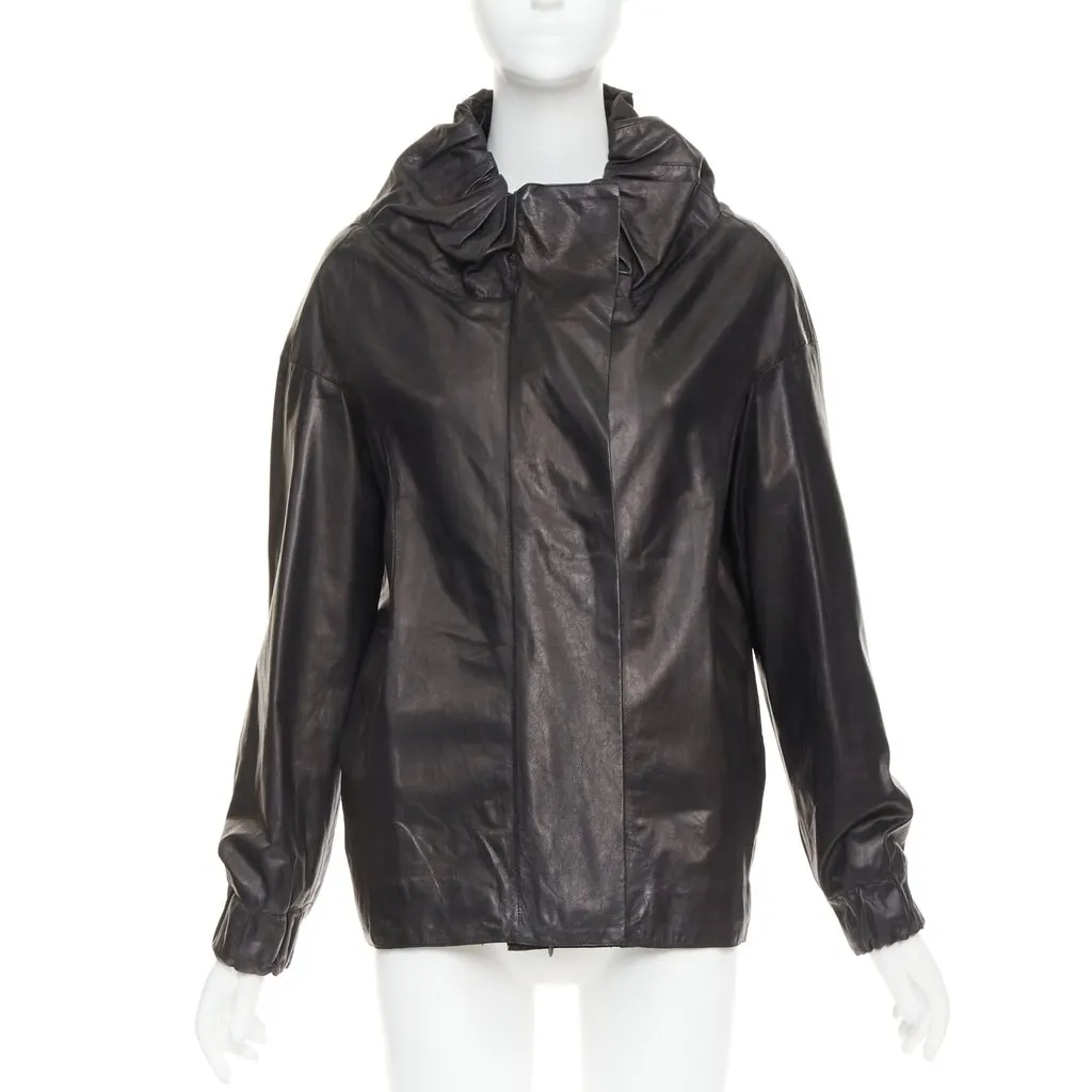 Marni Black Leather Leather Jacket Black Leather Very good - Front View