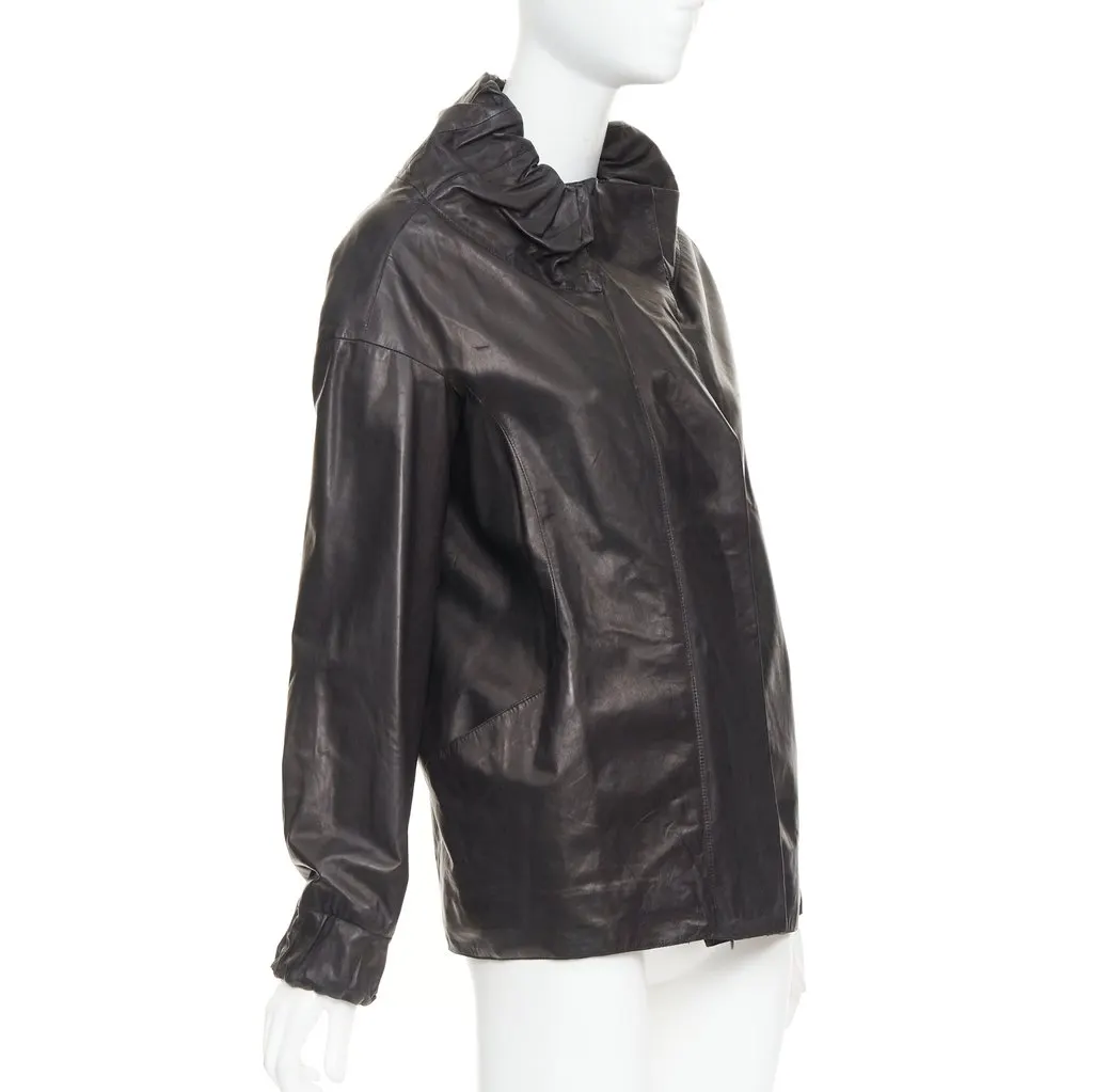 Marni Black Leather Leather Jacket Black Leather Very good - Model View