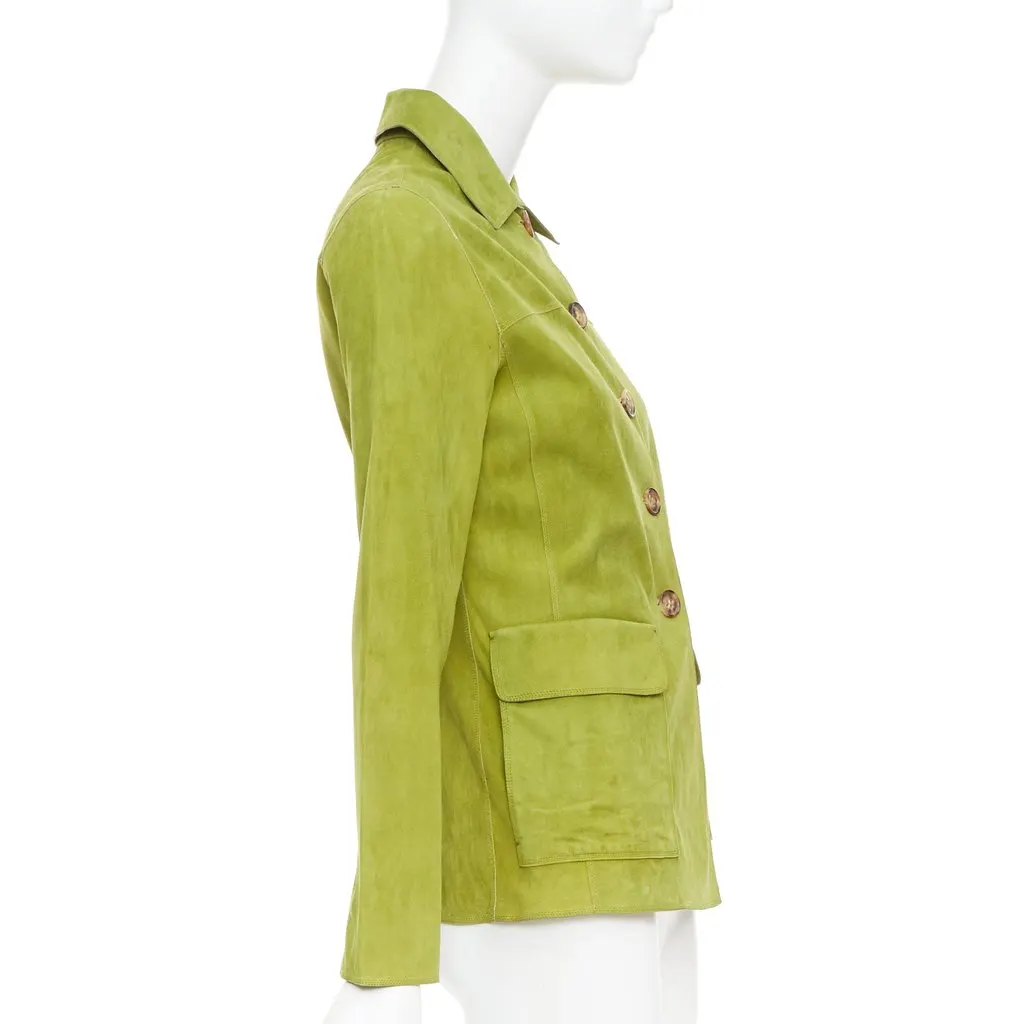 Loro Piana Green Suede Leather Jacket Green Suede Fair - Box View