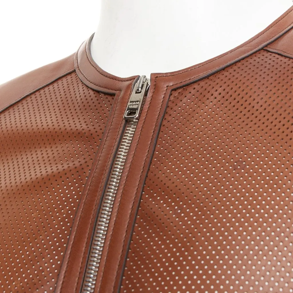 Prada Brown Leather Coat Brown Leather Good - Back View