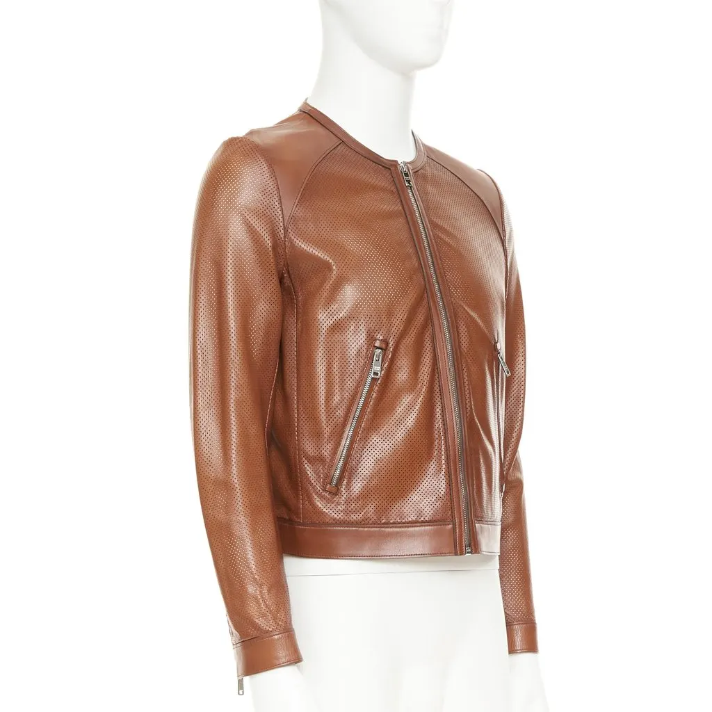 Prada Brown Leather Coat Brown Leather Good - Model View