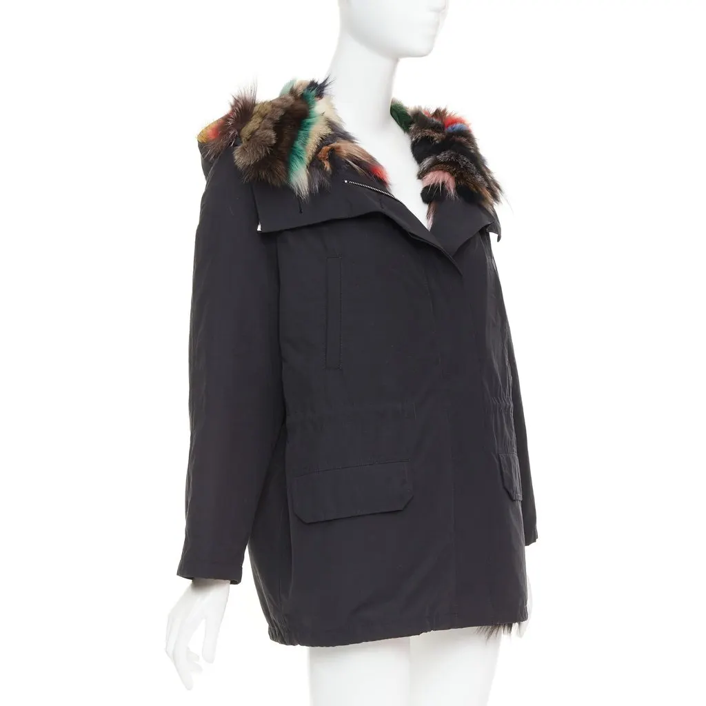 Unsigned Black Cotton Coat Black Cotton Very good - Model View
