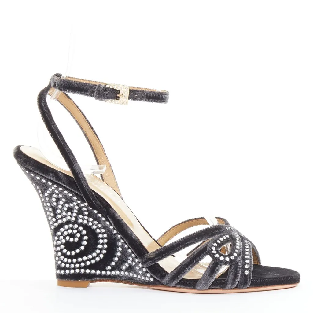 Valentino Grey Velvet Heels Grey Velvet Very good - Front View