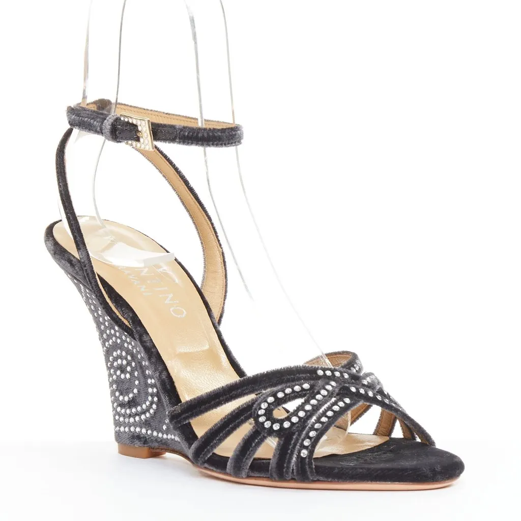 Valentino Grey Velvet Heels Grey Velvet Very good - Back View