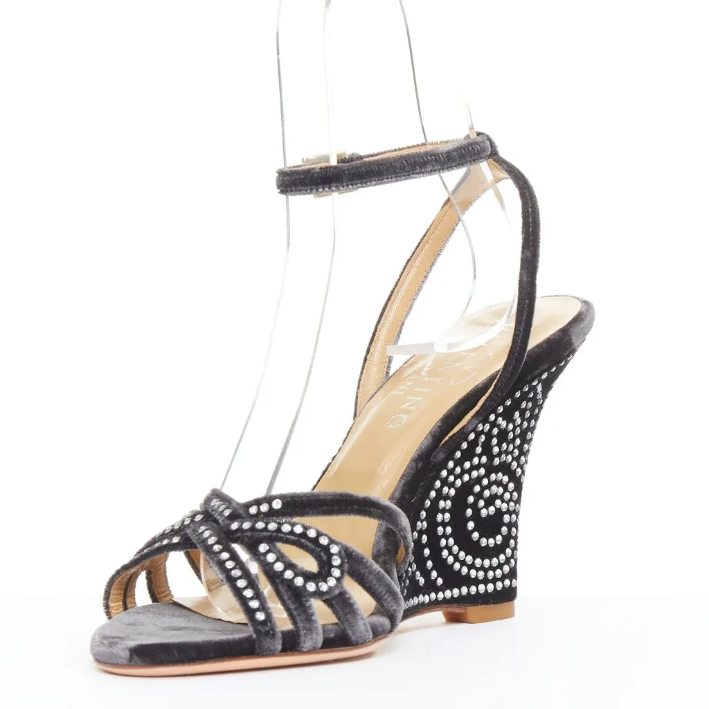 Valentino Grey Velvet Heels Grey Velvet Very good - Model View