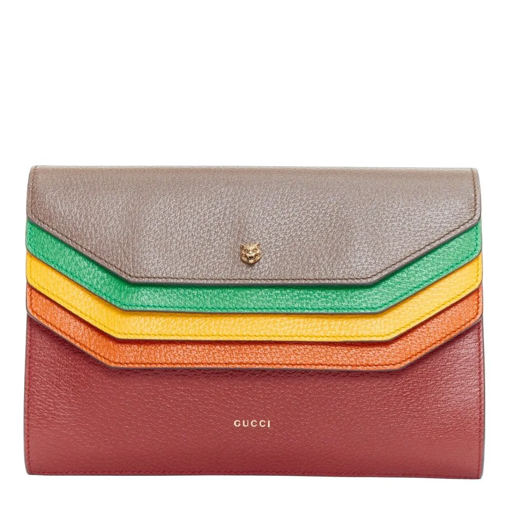 Gucci Totem Clutch MultiColor Leather Good - Front View