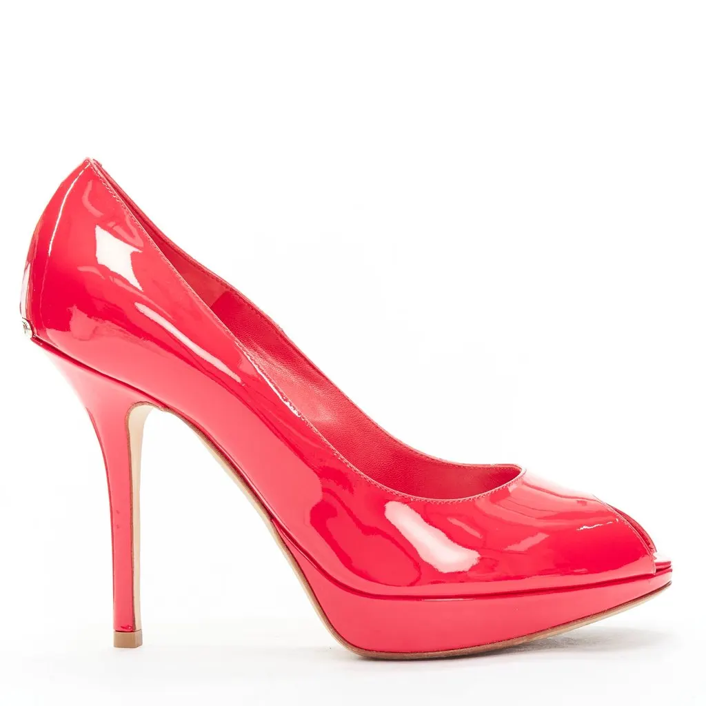 Dior Pink Patent Platforms Pink Leather Never worn - Front View