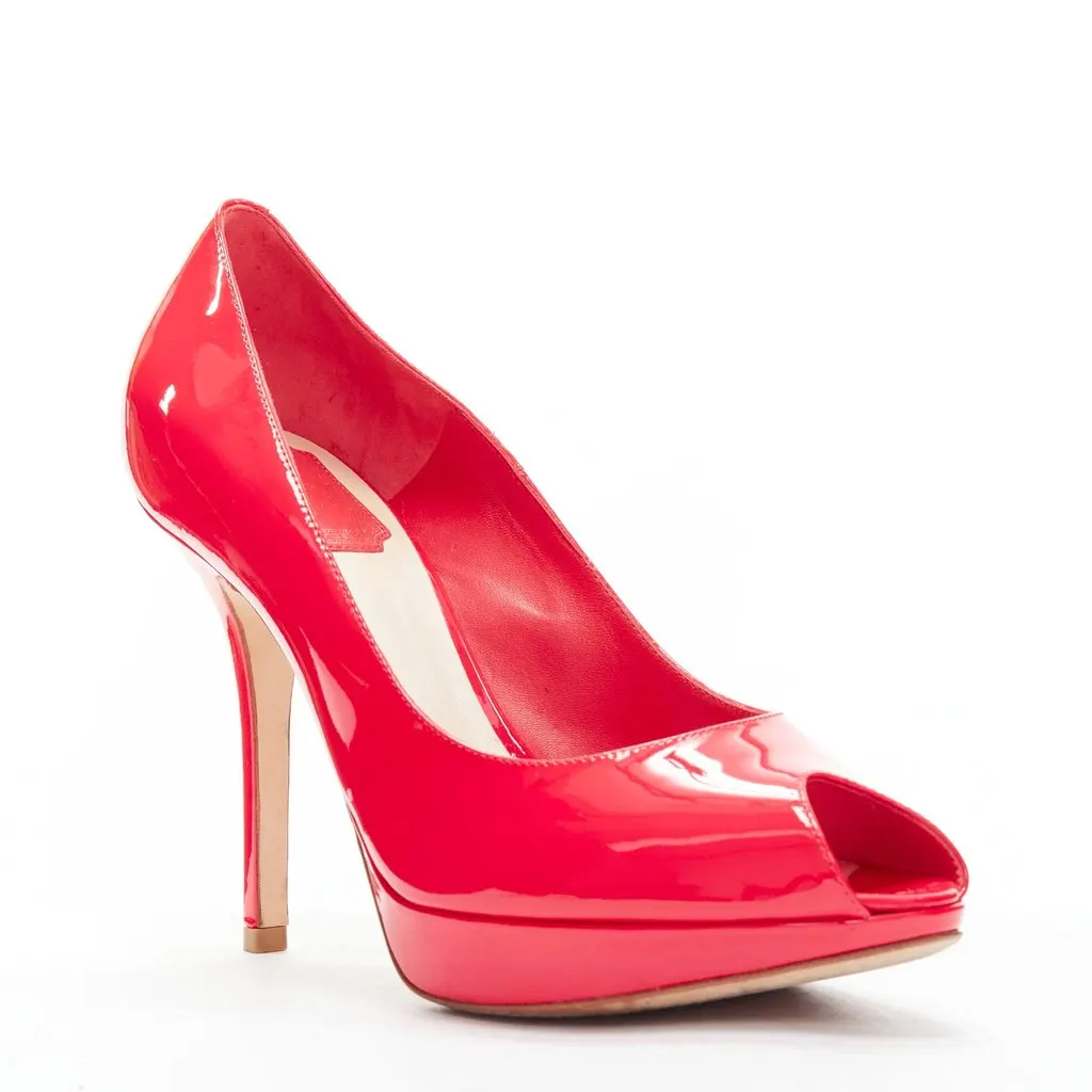 Dior Pink Patent Platforms Pink Leather Never worn - Back View