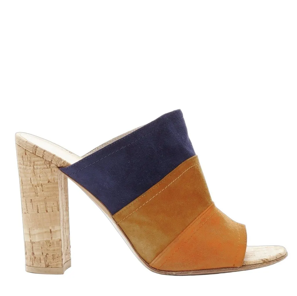 Gianvito Rossi Color Block Mules Brown Suede Very good - Front View