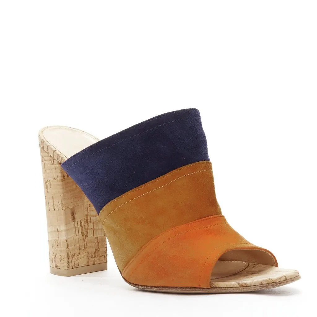 Gianvito Rossi Color Block Mules Brown Suede Very good - Back View