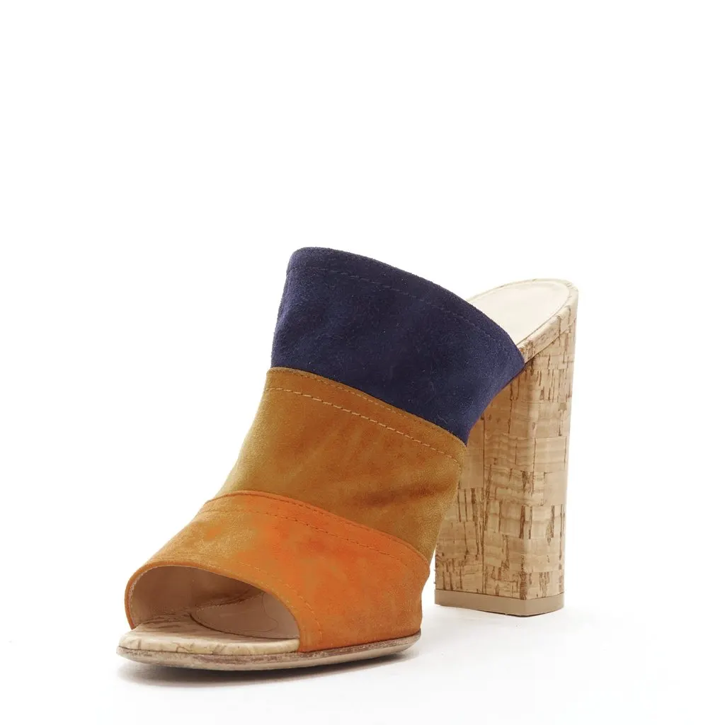 Gianvito Rossi Color Block Mules Brown Suede Very good - Model View