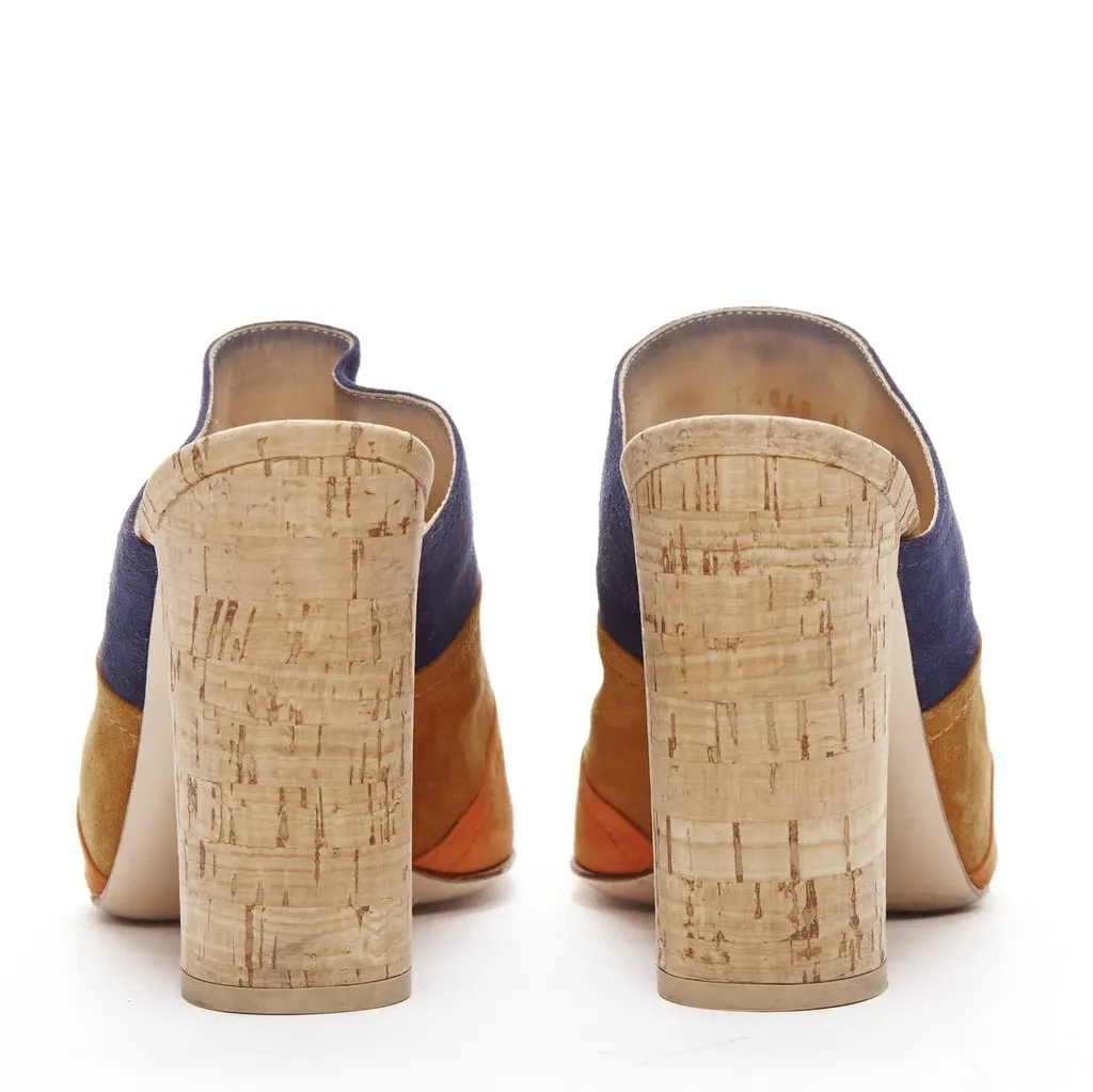 Gianvito Rossi Color Block Mules Brown Suede Very good - Box View