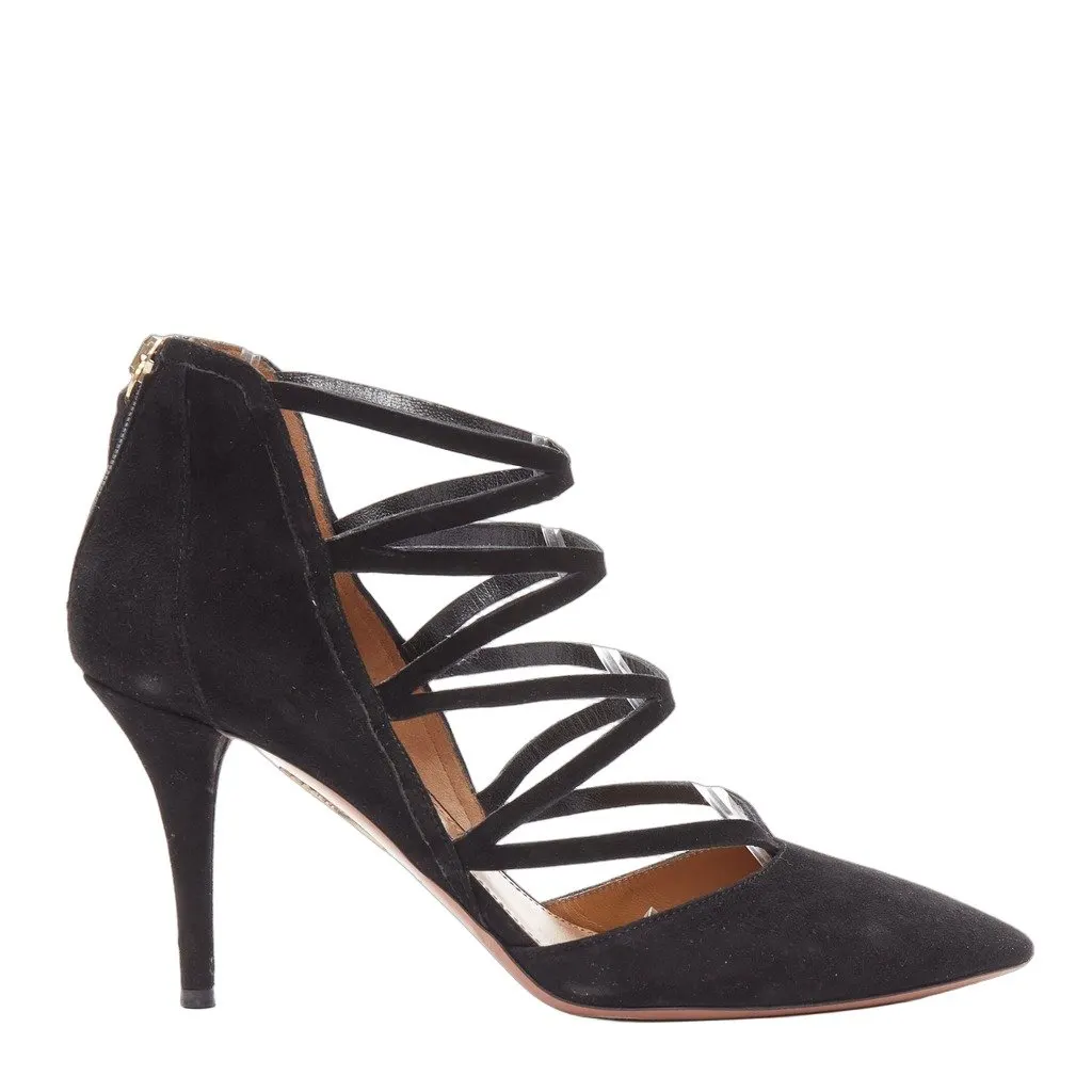 Aquazzura Electric Black Suede Good - Front View