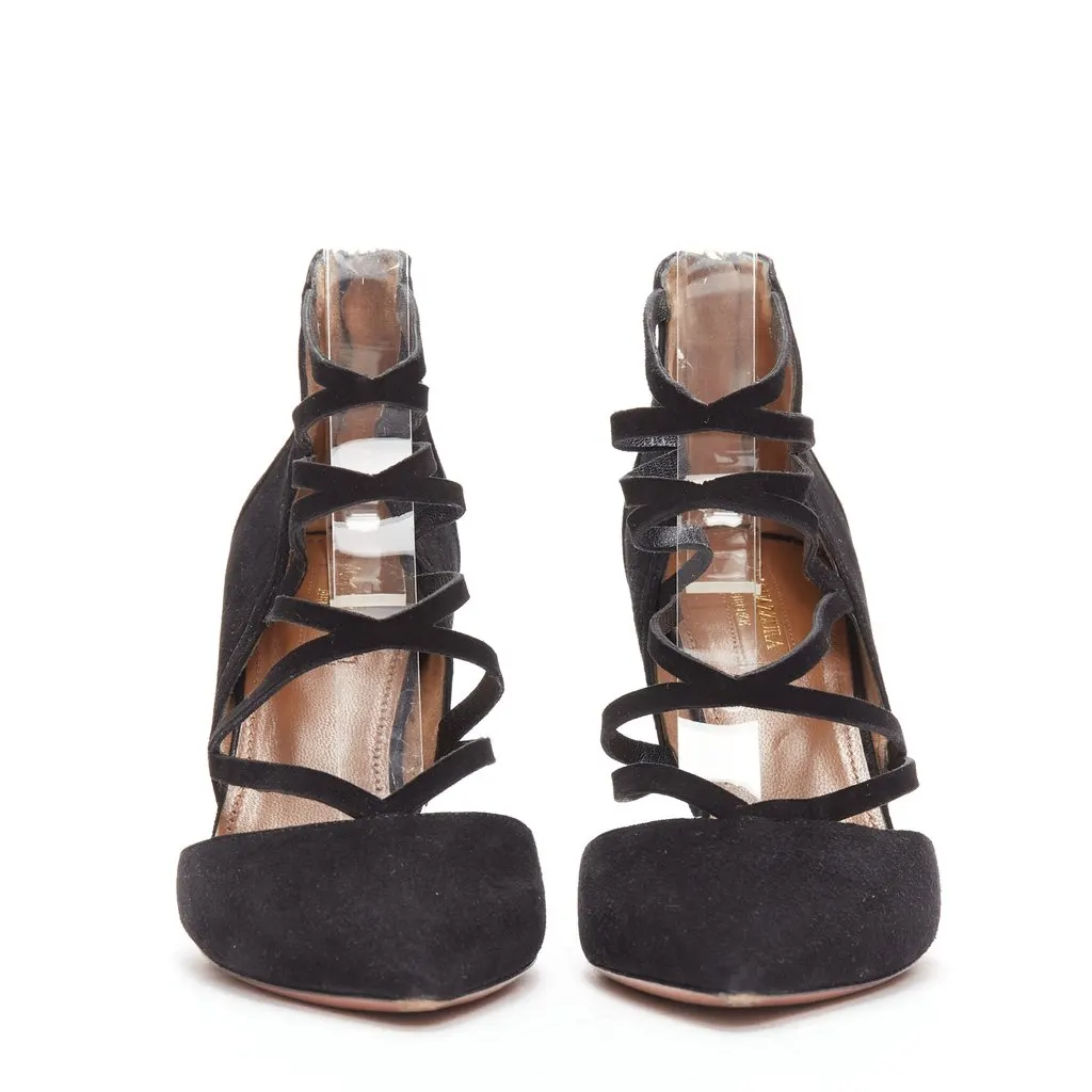 Aquazzura Electric Black Suede Good - Inside View
