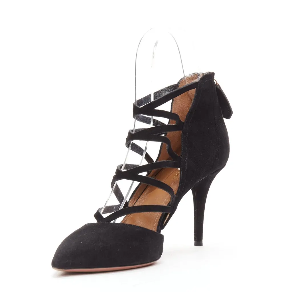Aquazzura Electric Black Suede Good - Model View