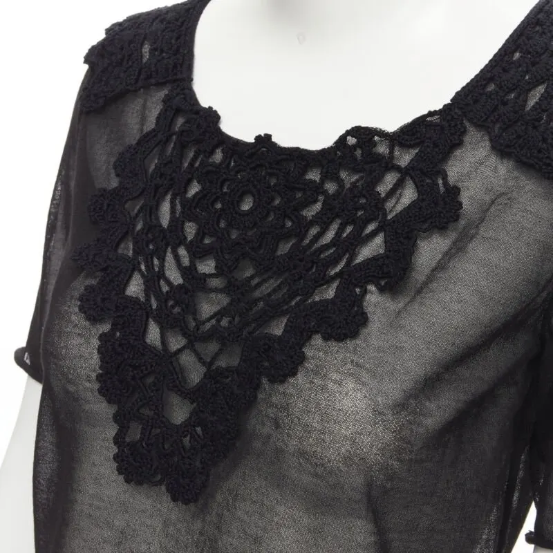 Dolce & Gabbana Crochet Lace Top Black Cotton Very good - Back View