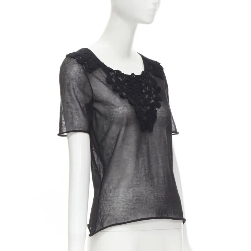 Dolce & Gabbana Crochet Lace Top Black Cotton Very good - Inside View