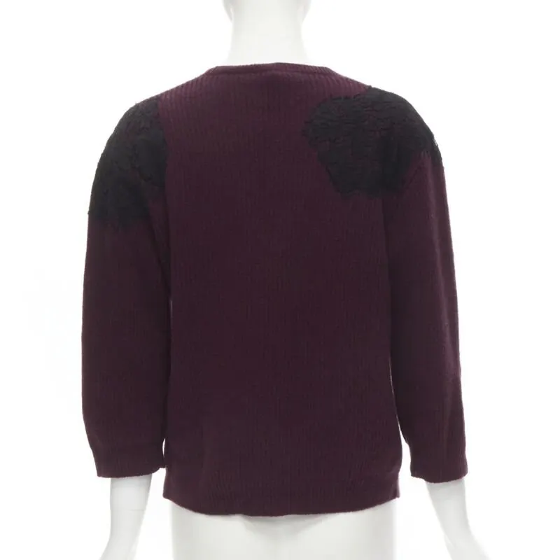 Valentino Lace Applique Sweater Burgundy Wool Never worn - Box View