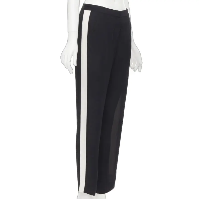 Lanvin Stripe Black Pants Black Viscose Never worn - Front View