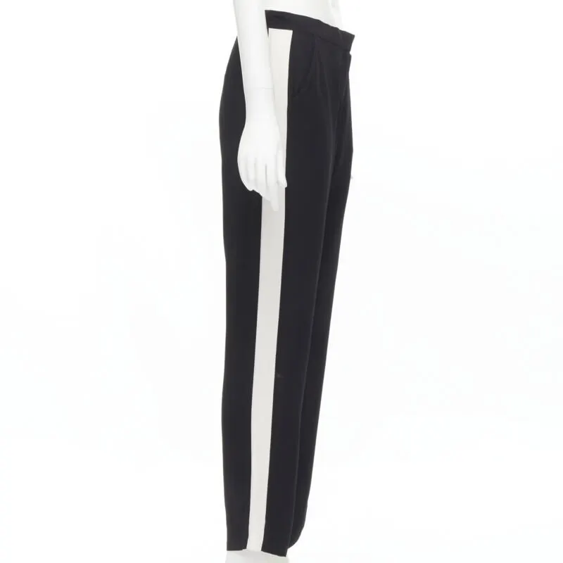 Lanvin Stripe Black Pants Black Viscose Never worn - Model View