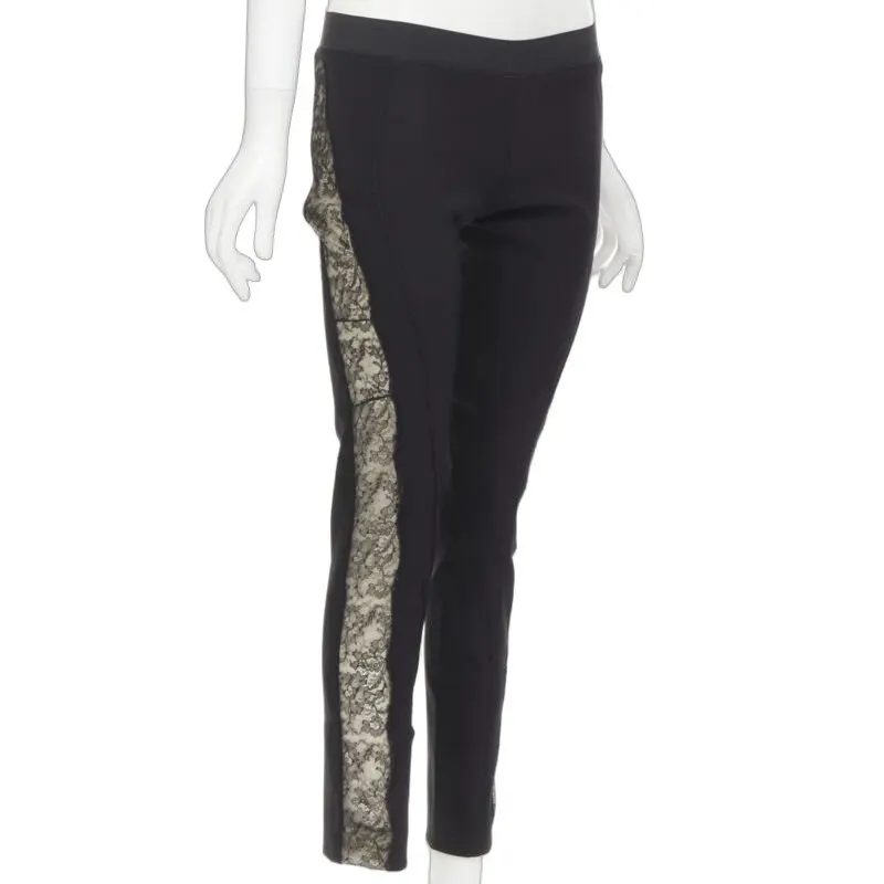 Stella McCartney Lace Side Pants Black Wool Never worn - Front View