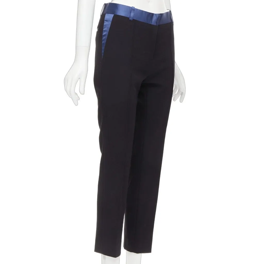 Celine Trimmed Pleated Pants Black Wool Very good - Front View