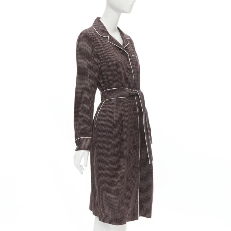 Dries Van Noten Pyjama Robe Dress Burgundy Cotton Never worn, with tag - Inside View