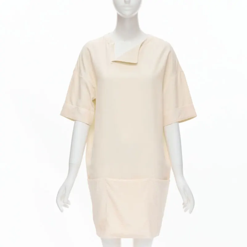 The Row Triple Pocket Dress Beige Silk Very good - Front View