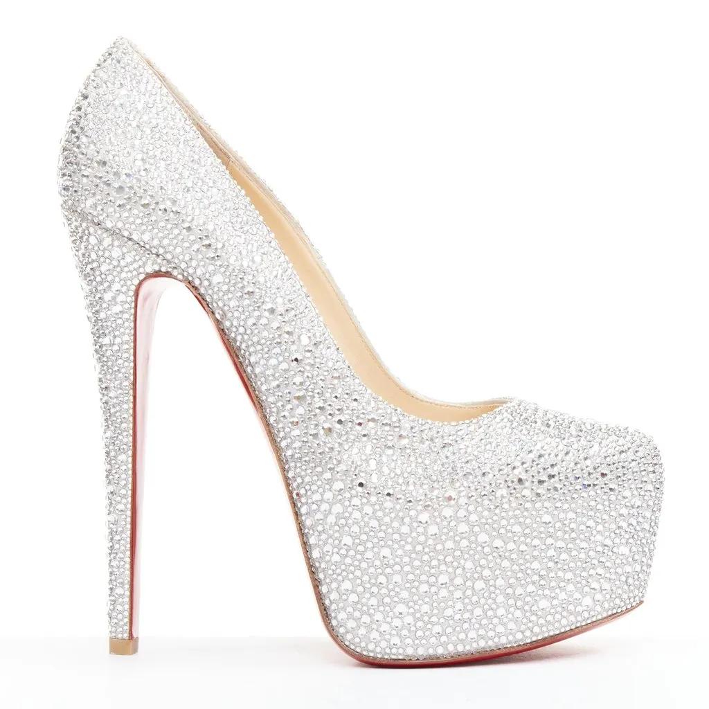 Christian Louboutin Daffodile Strass 160 Silver Very good - Front View