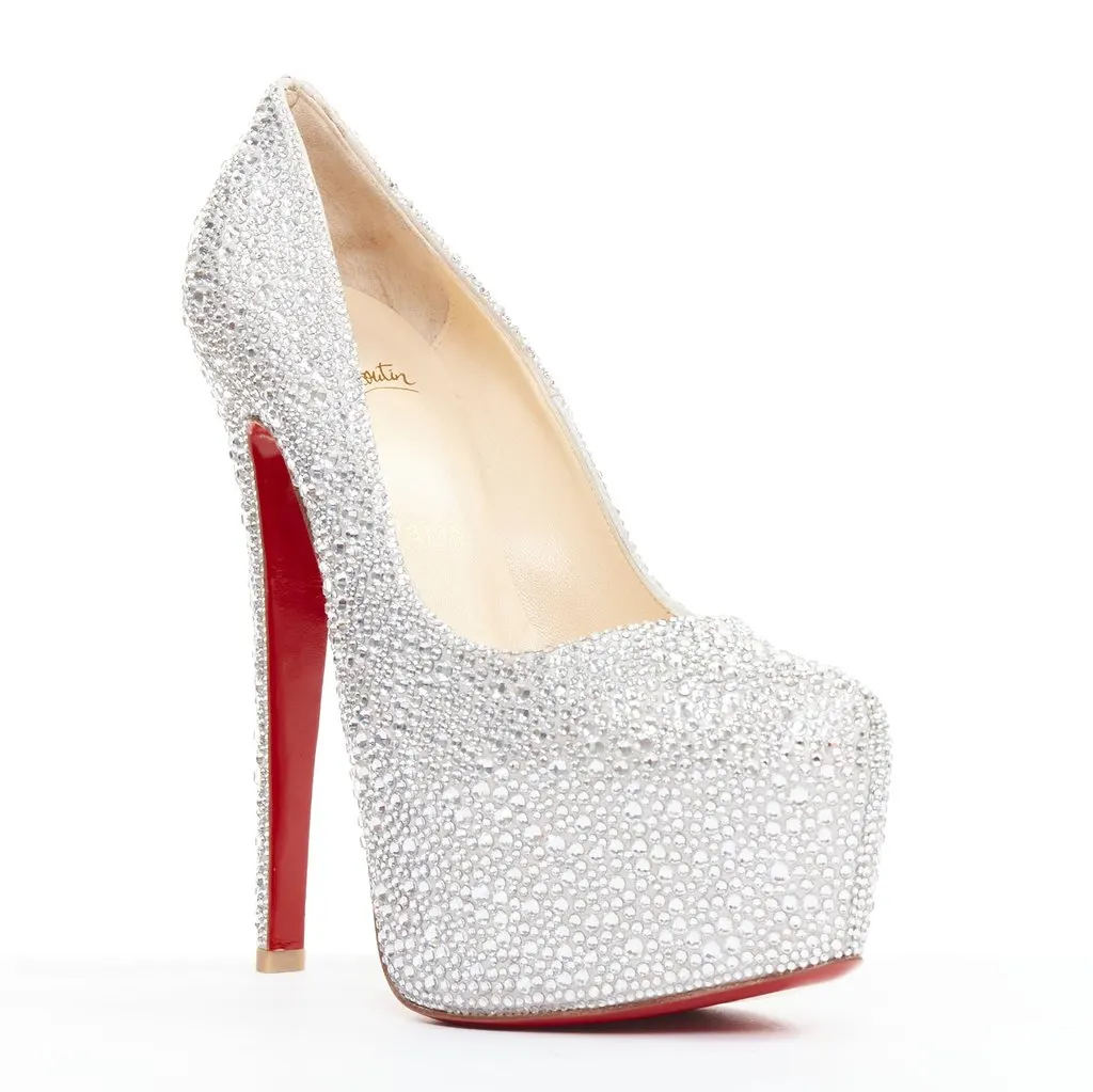 Christian Louboutin Daffodile Strass 160 Silver Very good - Back View