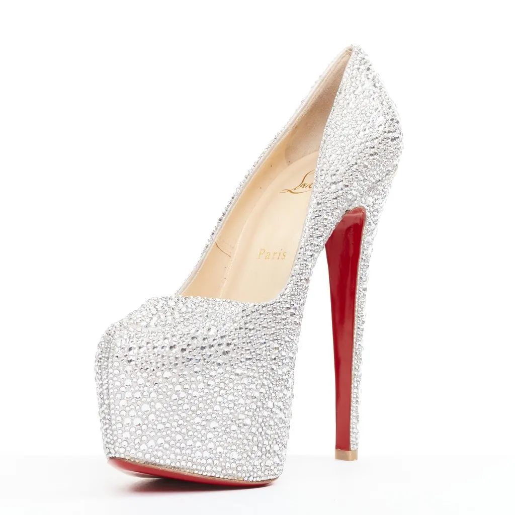 Christian Louboutin Daffodile Strass 160 Silver Very good - Model View