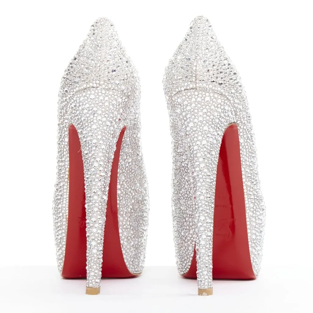 Christian Louboutin Daffodile Strass 160 Silver Very good - Box View