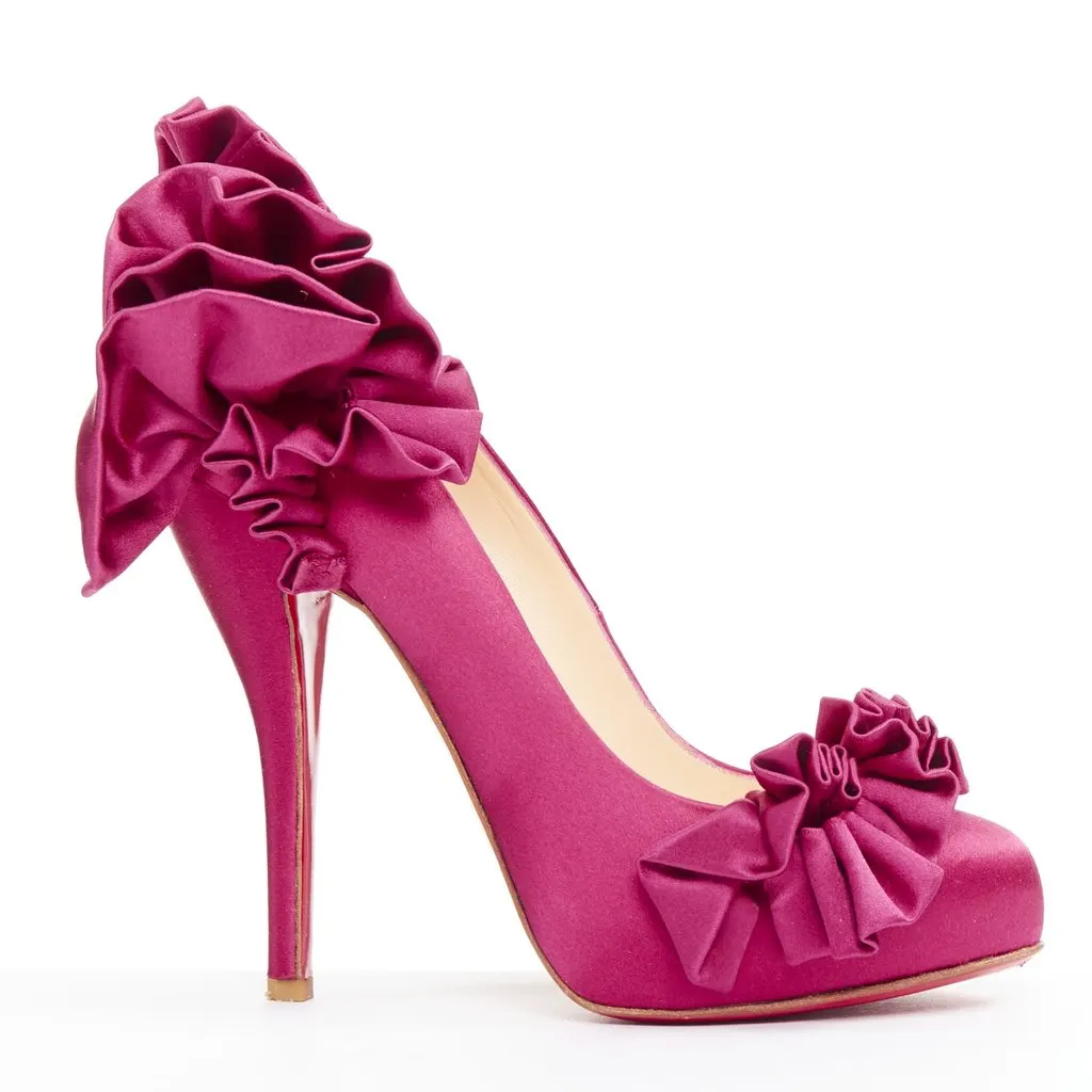Christian Louboutin Escandria 120 Purple Silk Very good - Front View