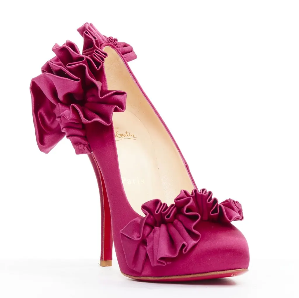 Christian Louboutin Escandria 120 Purple Silk Very good - Back View