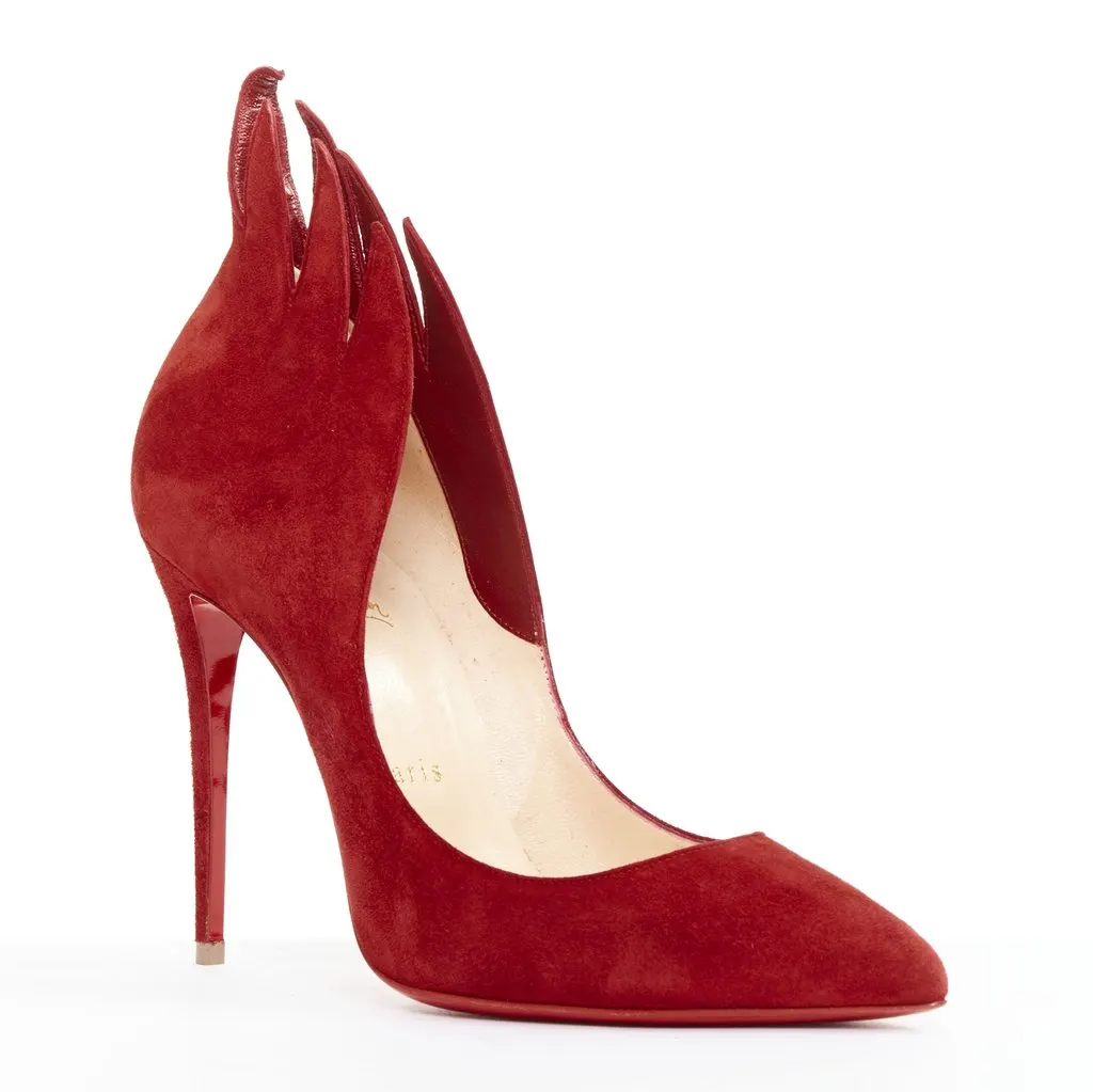 Christian Louboutin Victorina 100 Veau Velours Carmin Red Suede Very good - Back View