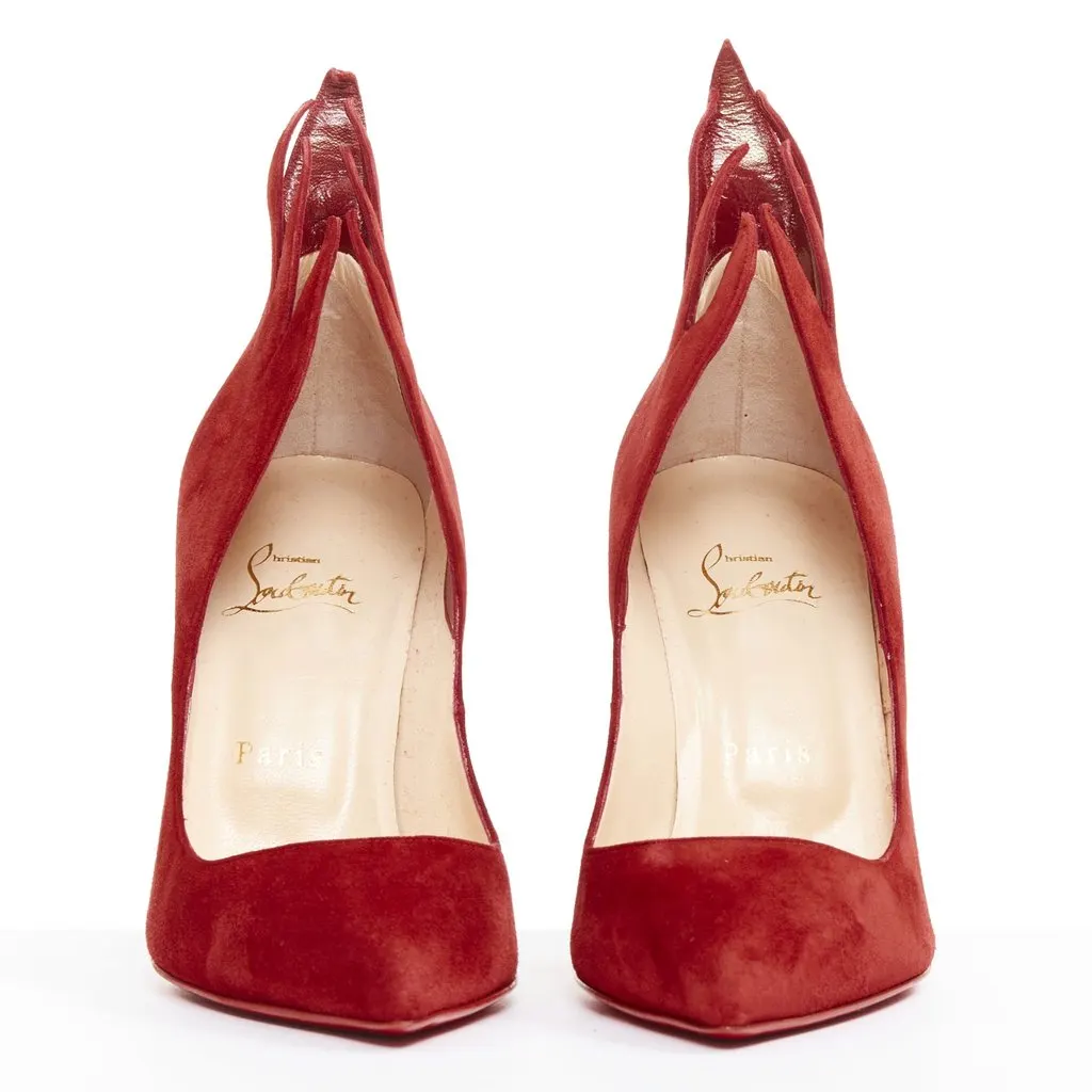 Christian Louboutin Victorina 100 Veau Velours Carmin Red Suede Very good - Inside View