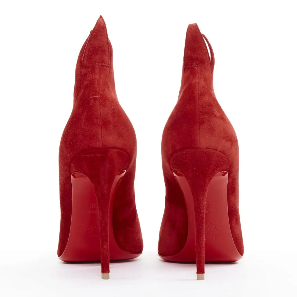 Christian Louboutin Victorina 100 Veau Velours Carmin Red Suede Very good - Box View