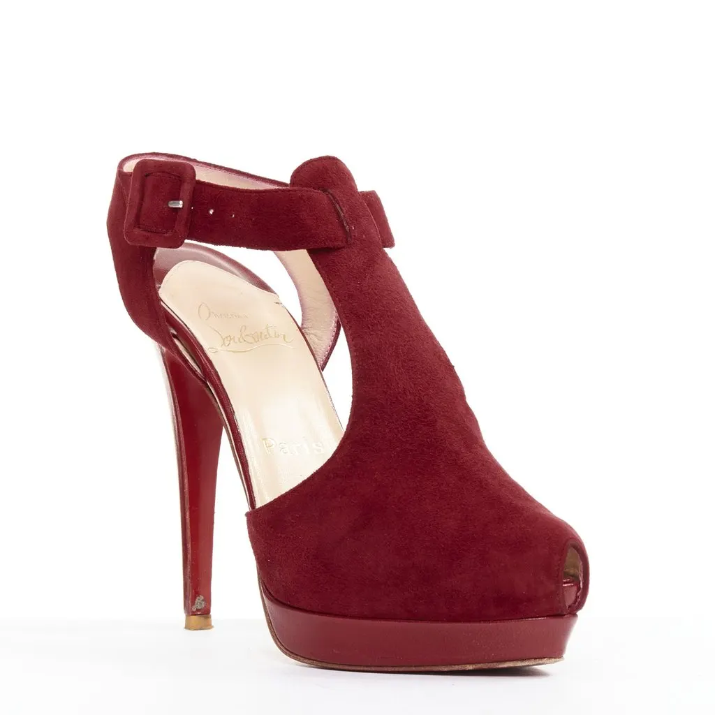 Christian Louboutin Orlan 140 Red Suede Good - Front View
