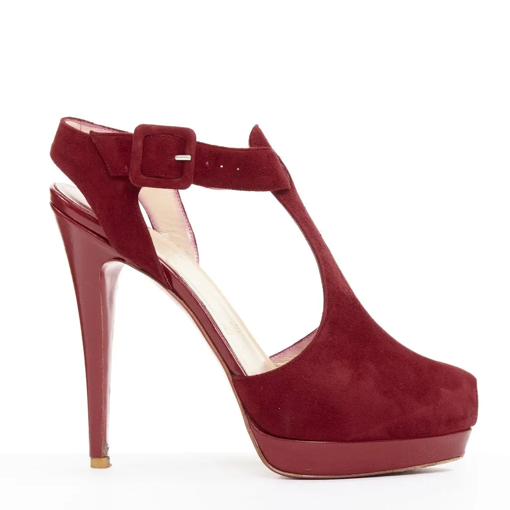 Christian Louboutin Orlan 140 Red Suede Good - Back View