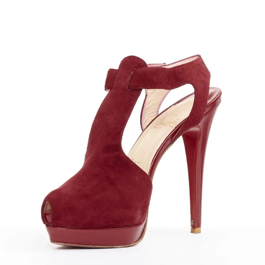Christian Louboutin Orlan 140 Red Suede Good - Model View